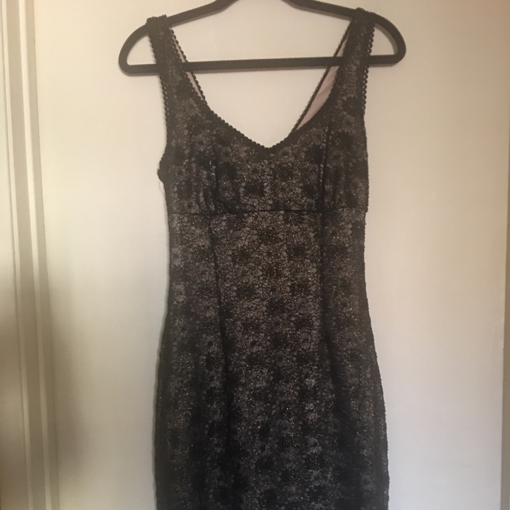 Little black dress with gold knit